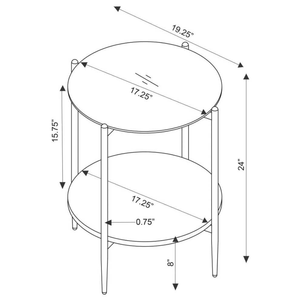 JONELLE Glass Top End Table with Marble Shelf