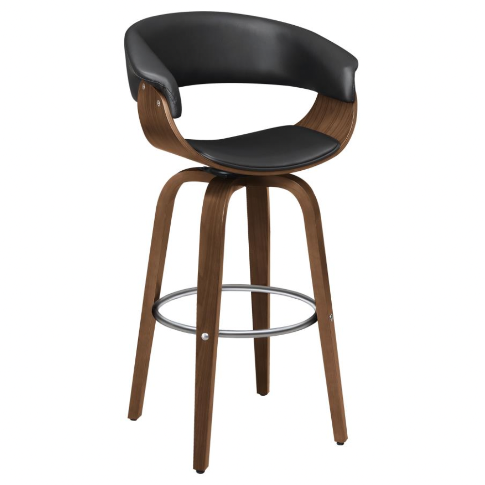 ZION Upholstered Swivel Bar Stool Black