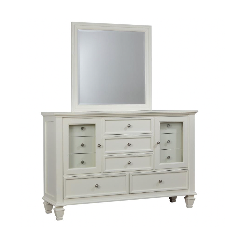 SANDY BEACH 11-drawer Dresser with Mirror Cream