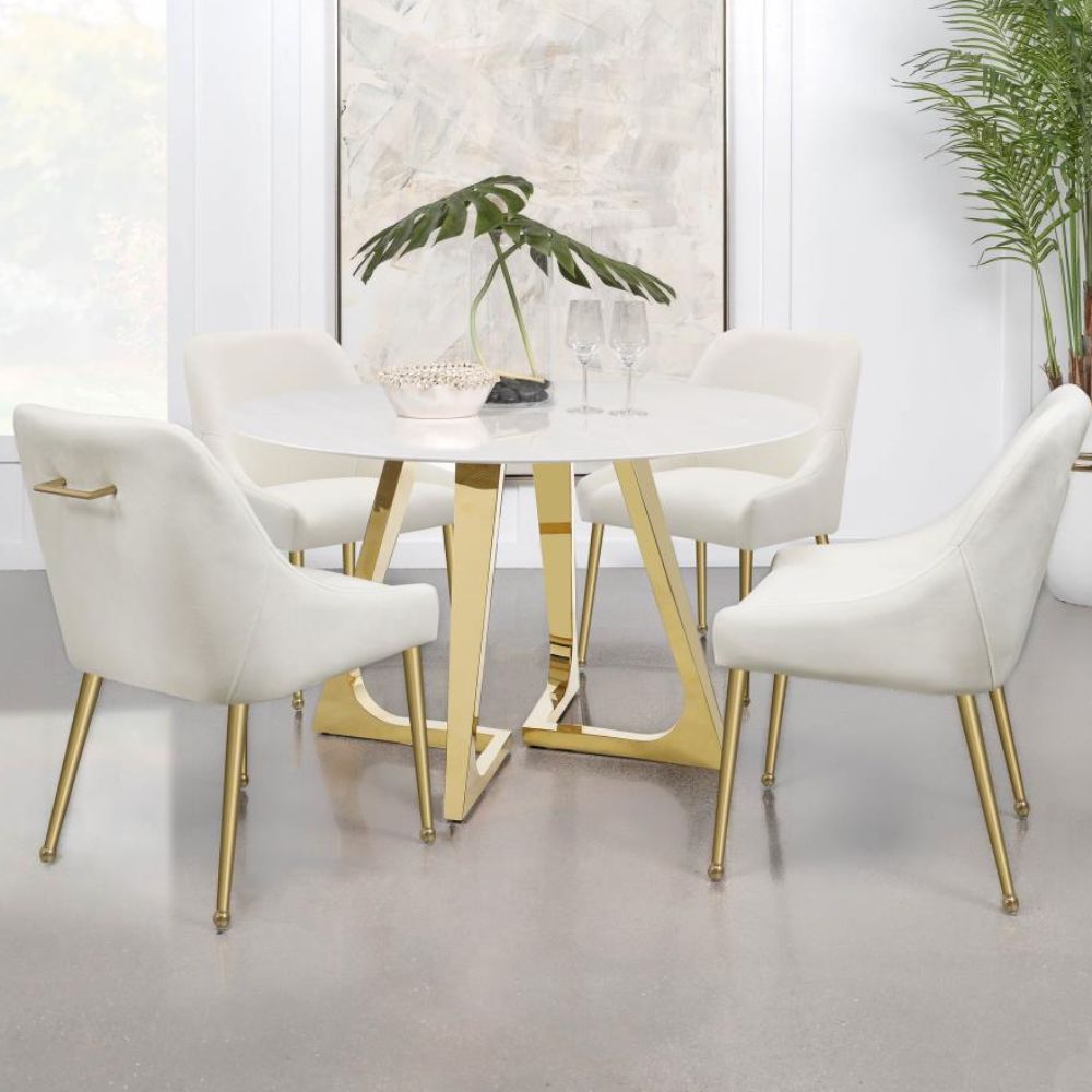 MAYETTE Upholstered Dining Side Chair Ivory (Set of 2)