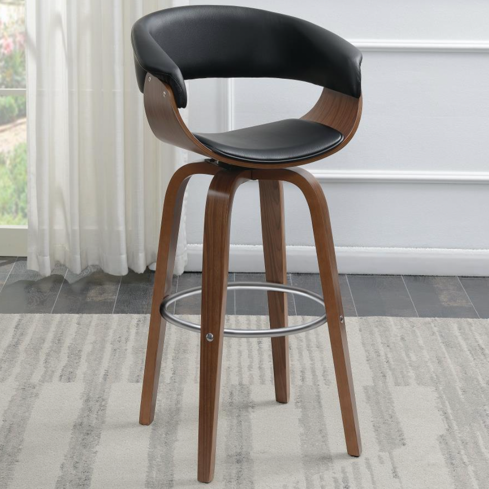 ZION Upholstered Swivel Bar Stool Black