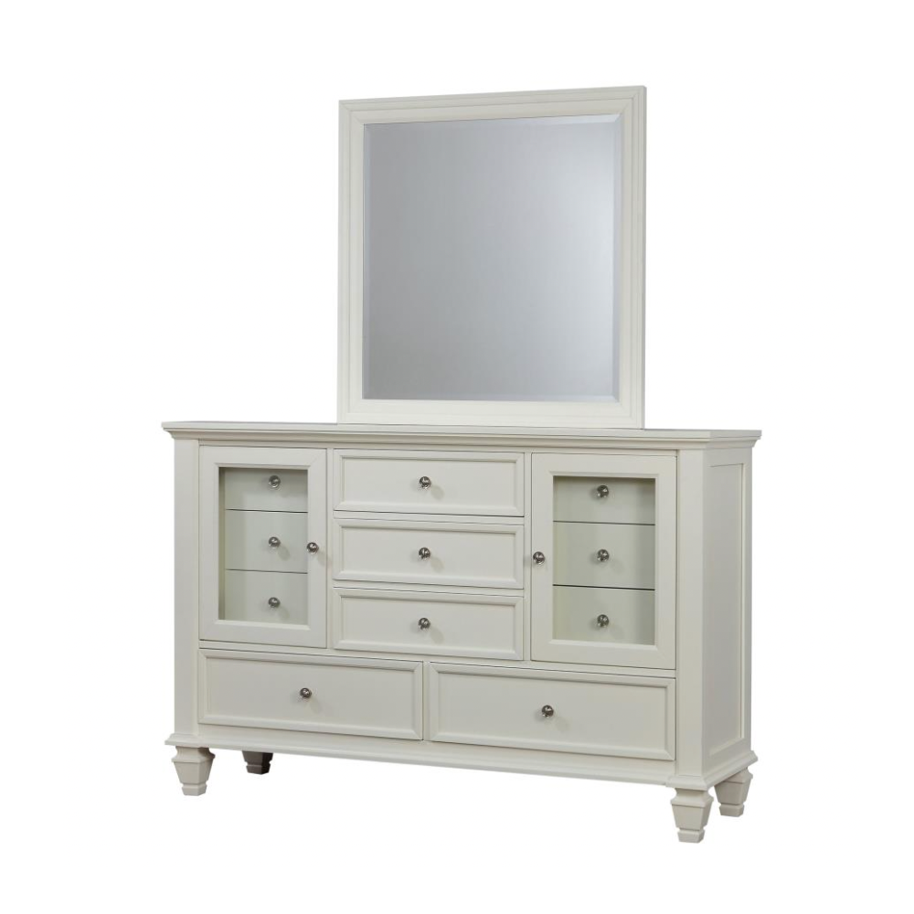 SANDY BEACH 11-drawer Dresser with Mirror Cream