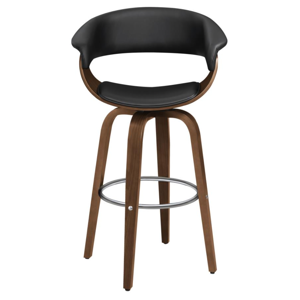 ZION Upholstered Swivel Bar Stool Black