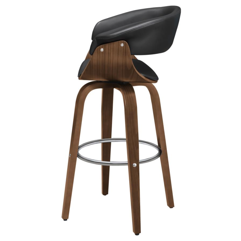 ZION Upholstered Swivel Bar Stool Black