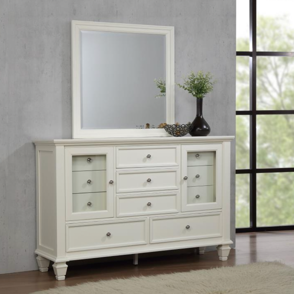 SANDY BEACH 11-drawer Dresser with Mirror Cream