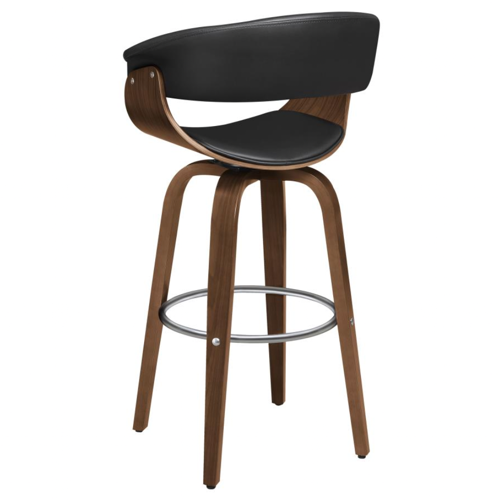 ZION Upholstered Swivel Bar Stool Black