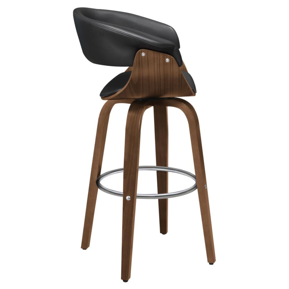 ZION Upholstered Swivel Bar Stool Black