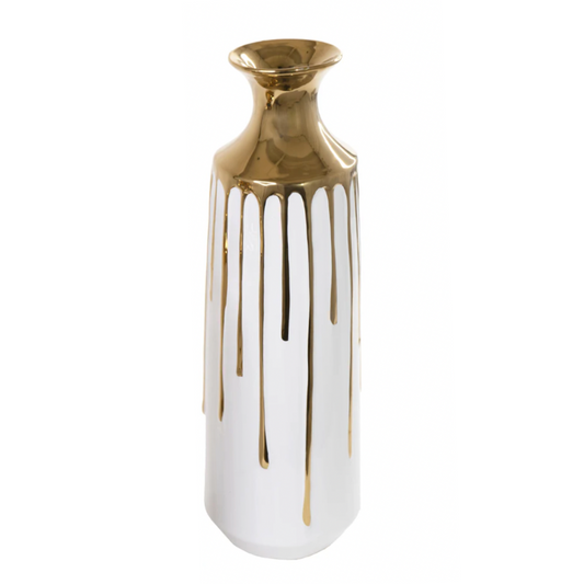 XAVIER 19.5" Modern Dripping Ceramic Vase Gold