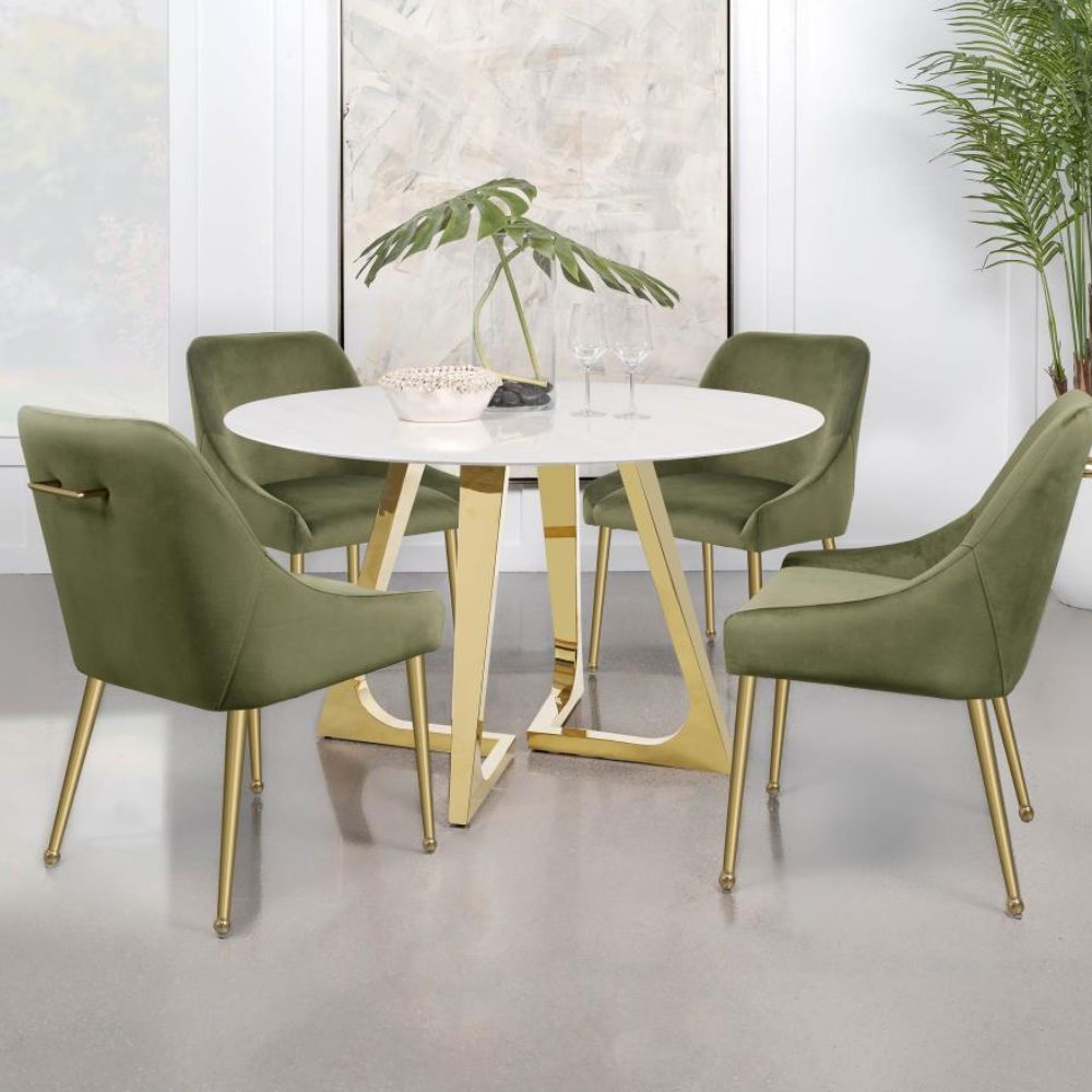 MAYETTE Upholstered Dining Side Chair Olive (Set of 2)