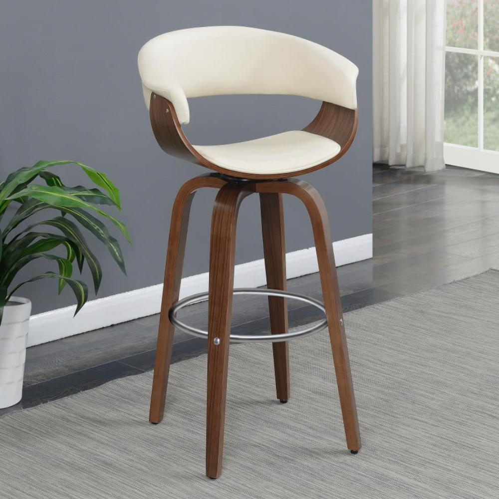 ZION Upholstered Swivel Bar Stool Ecru