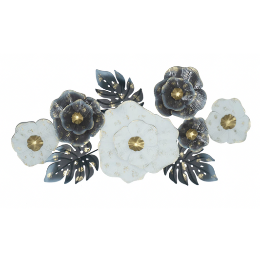 WALTER Grey/White Flower Metal Wall Art