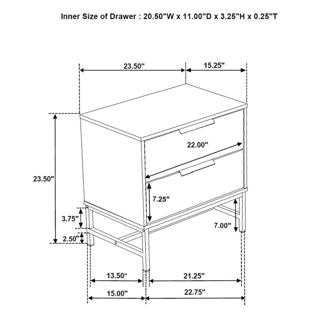 SONORA 2-drawer Nightstand Bedside Table