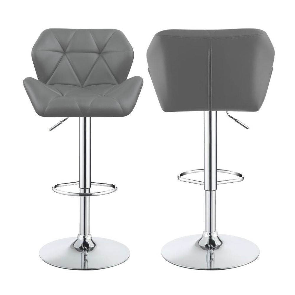 BERRINGTON Upholstered Adjustable Bar Stool Grey (Set of 2)