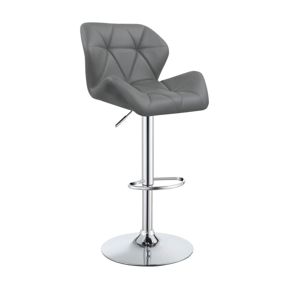 BERRINGTON Upholstered Adjustable Bar Stool Grey (Set of 2)