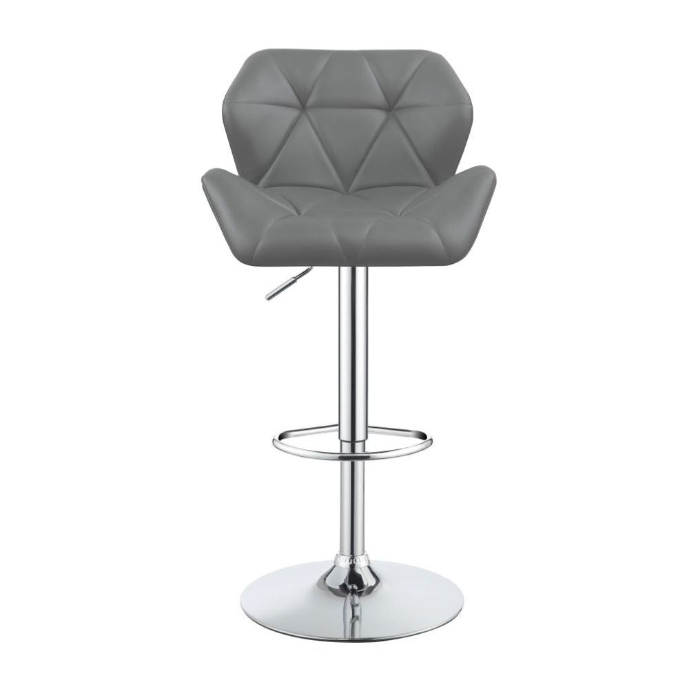 BERRINGTON Upholstered Adjustable Bar Stool Grey (Set of 2)