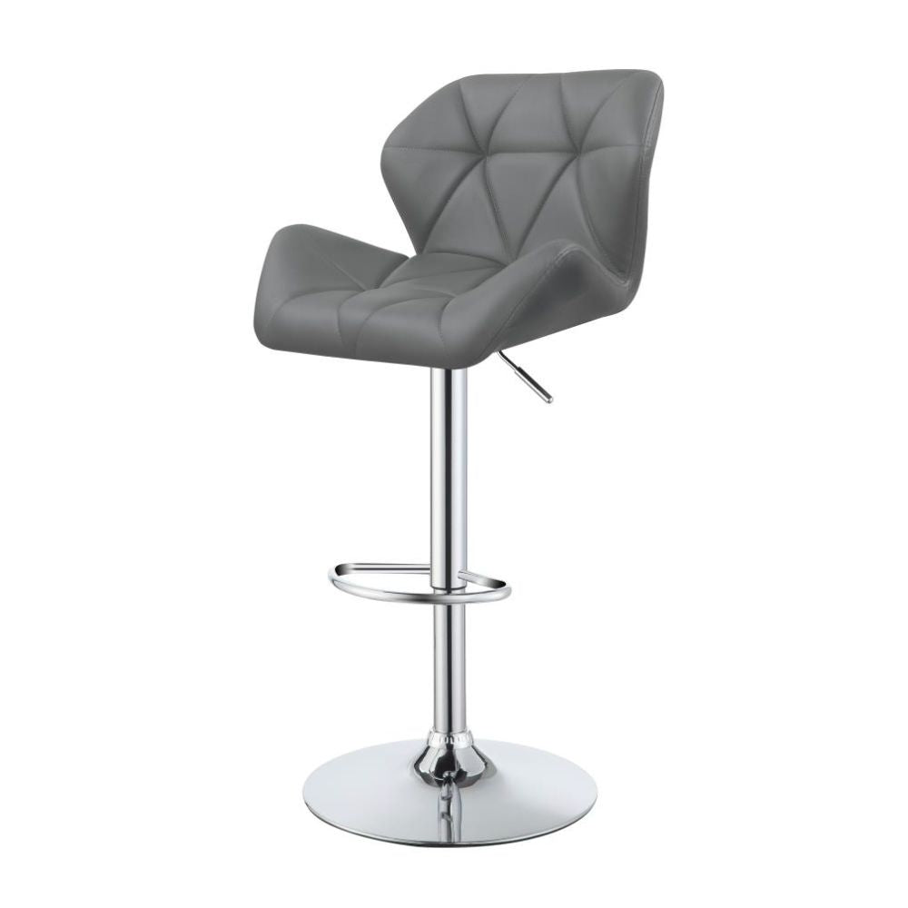 BERRINGTON Upholstered Adjustable Bar Stool Grey (Set of 2)