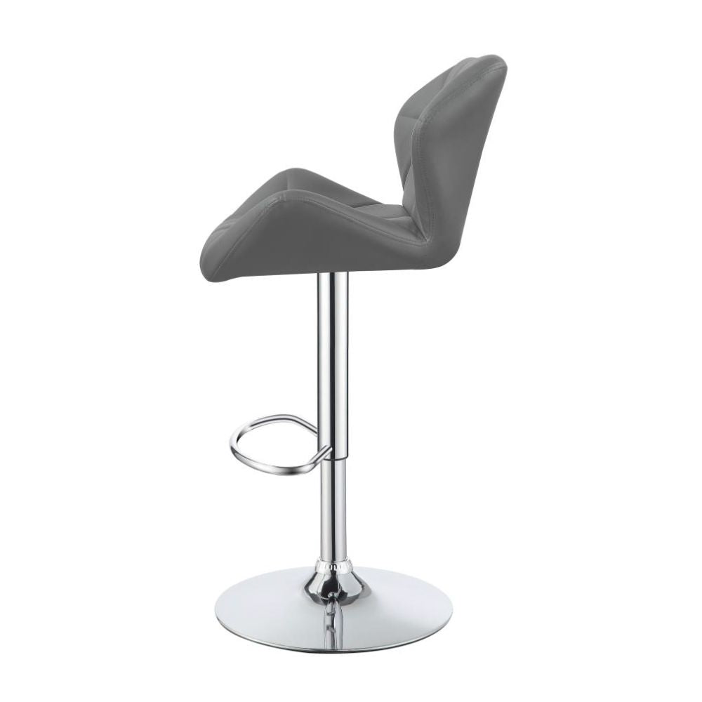 BERRINGTON Upholstered Adjustable Bar Stool Grey (Set of 2)