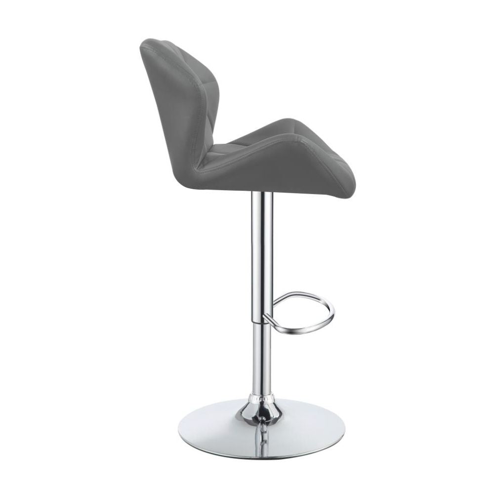 BERRINGTON Upholstered Adjustable Bar Stool Grey (Set of 2)