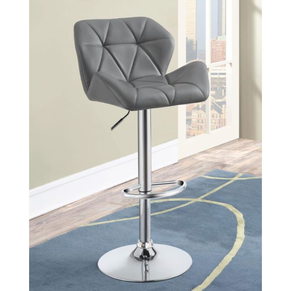 BERRINGTON Upholstered Adjustable Bar Stool Grey (Set of 2)