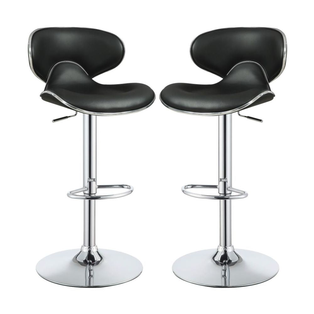 EDENTON Upholstered Adjustable Bar Stool Black (Set of 2)