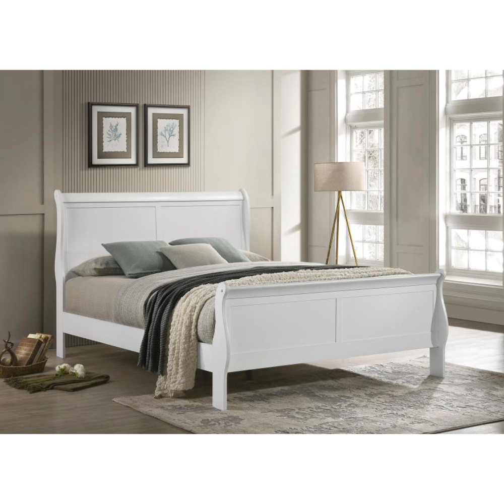 LOUIS PHILIPPE 47-inch Queen Sleigh Panel Bed White