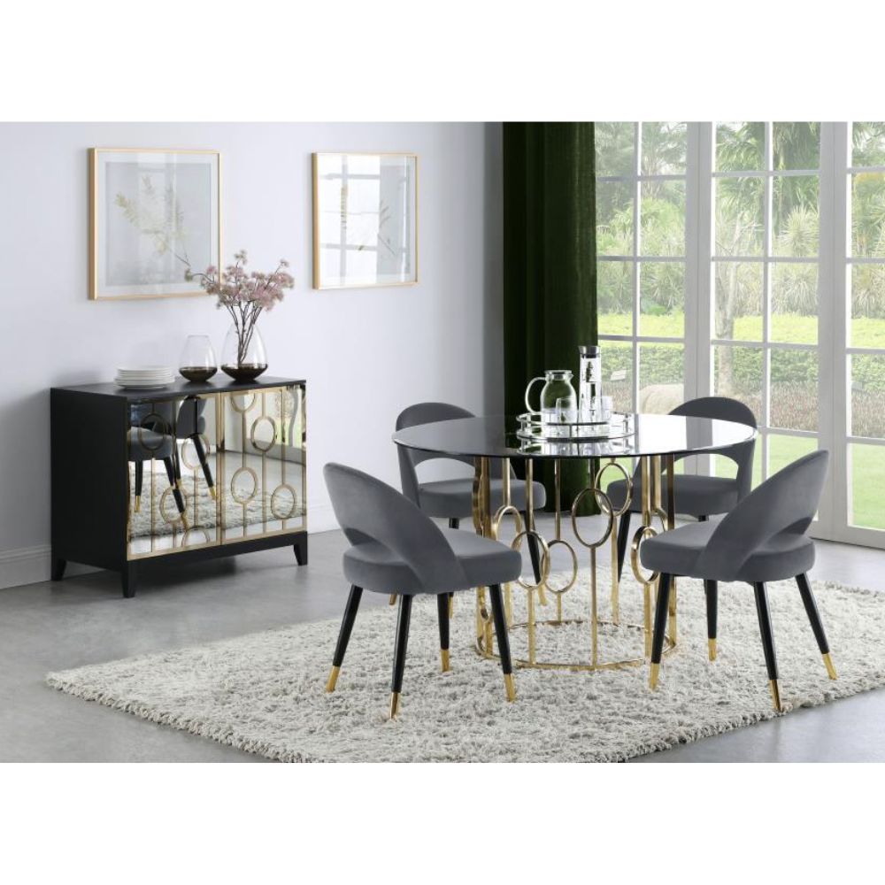 LINDSEY Upholstered Dining Side Chair Grey (Set of 2)