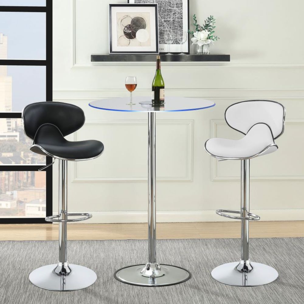 EDENTON Upholstered Adjustable Bar Stool Black (Set of 2)