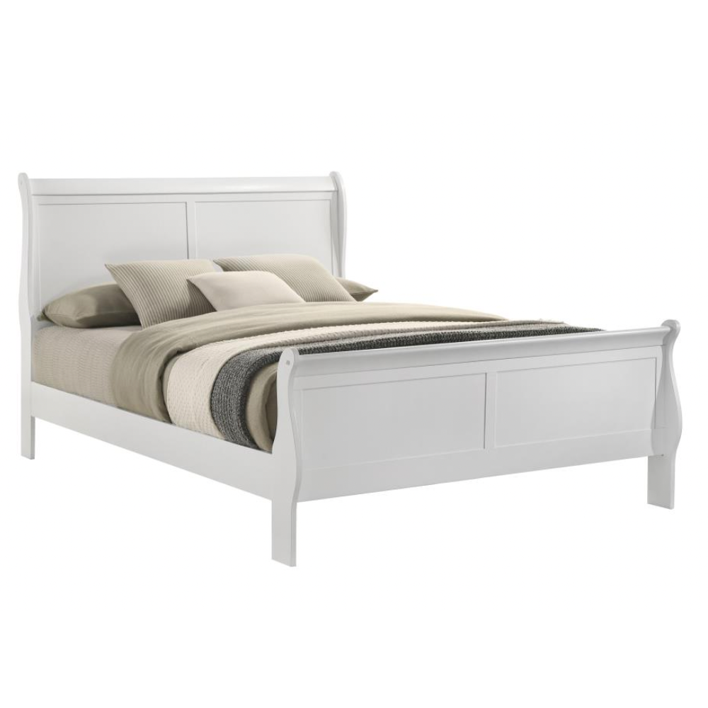 LOUIS PHILIPPE 47-inch Queen Sleigh Panel Bed White