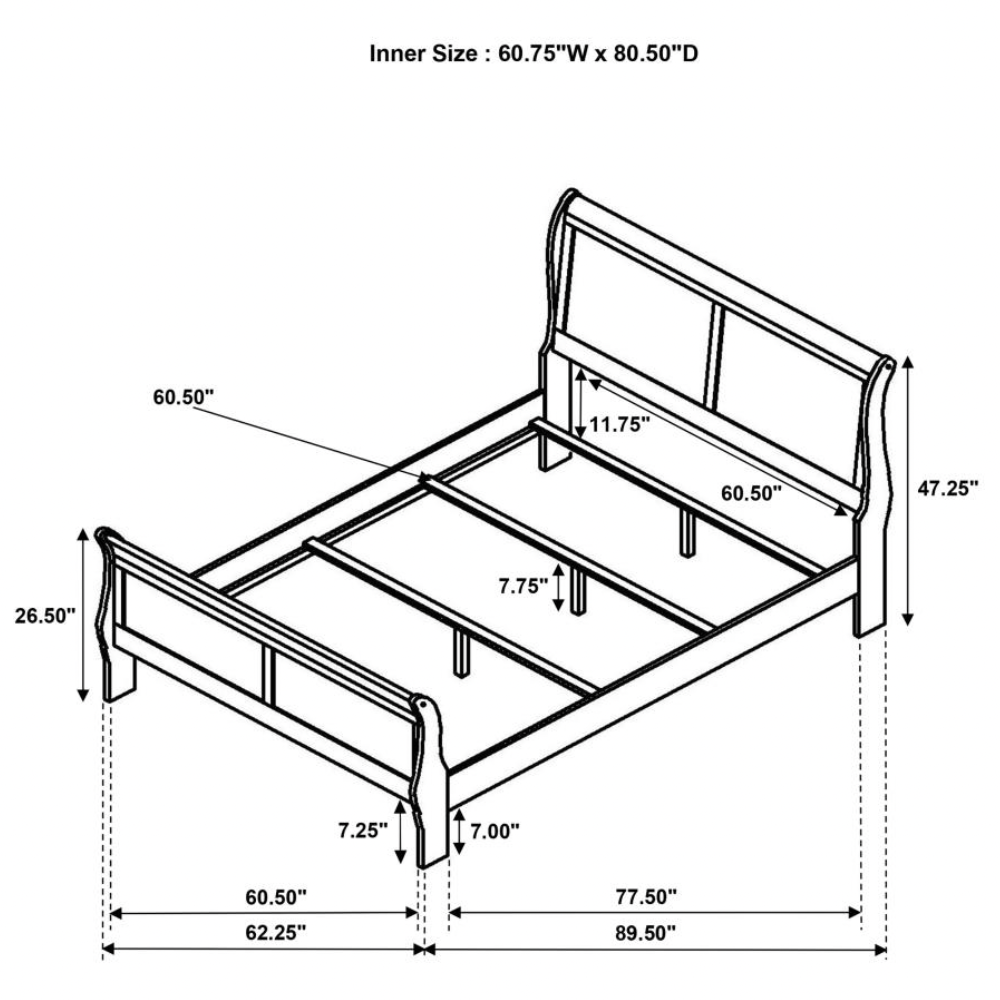 LOUIS PHILIPPE 47-inch Queen Sleigh Panel Bed White