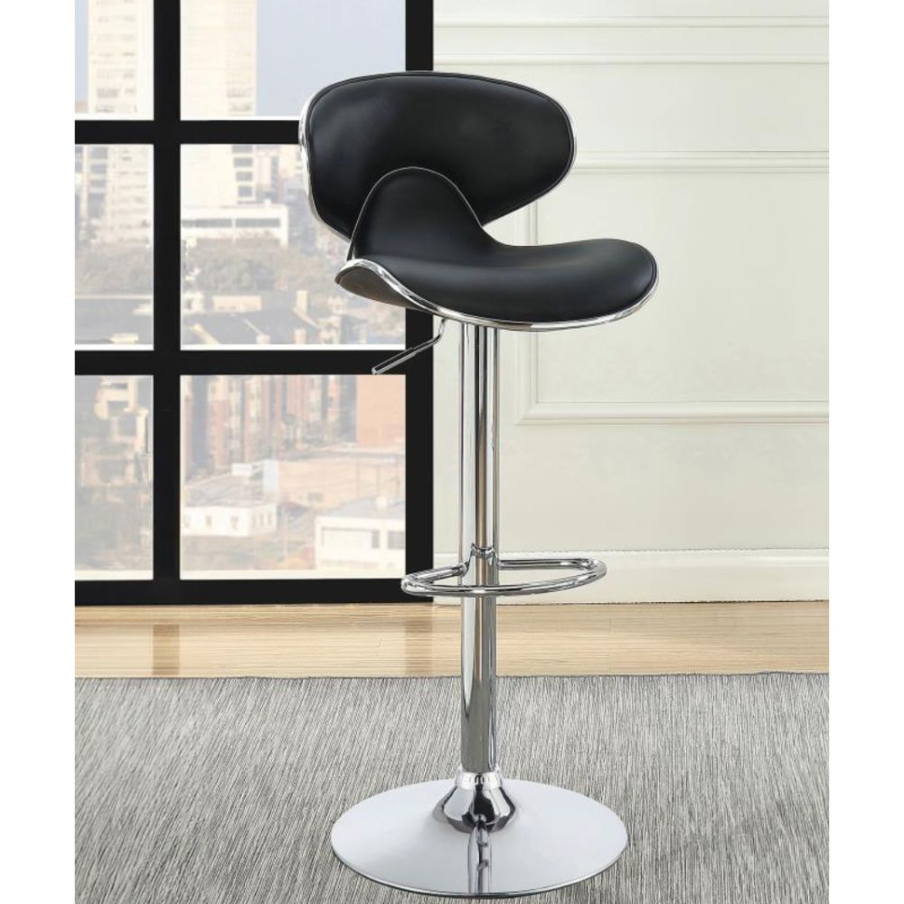 EDENTON Upholstered Adjustable Bar Stool Black (Set of 2)