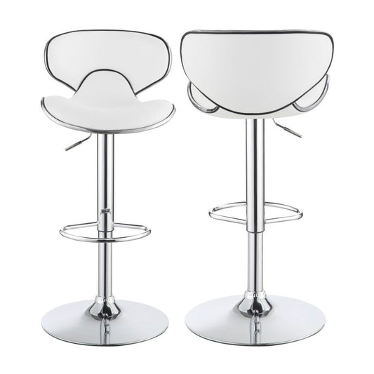 EDENTON Upholstered Adjustable Bar Stool White (Set of 2)