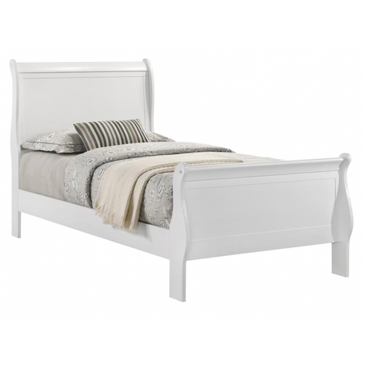 LOUIS PHILIPPE 47-inch Twin Sleigh Panel Bed White