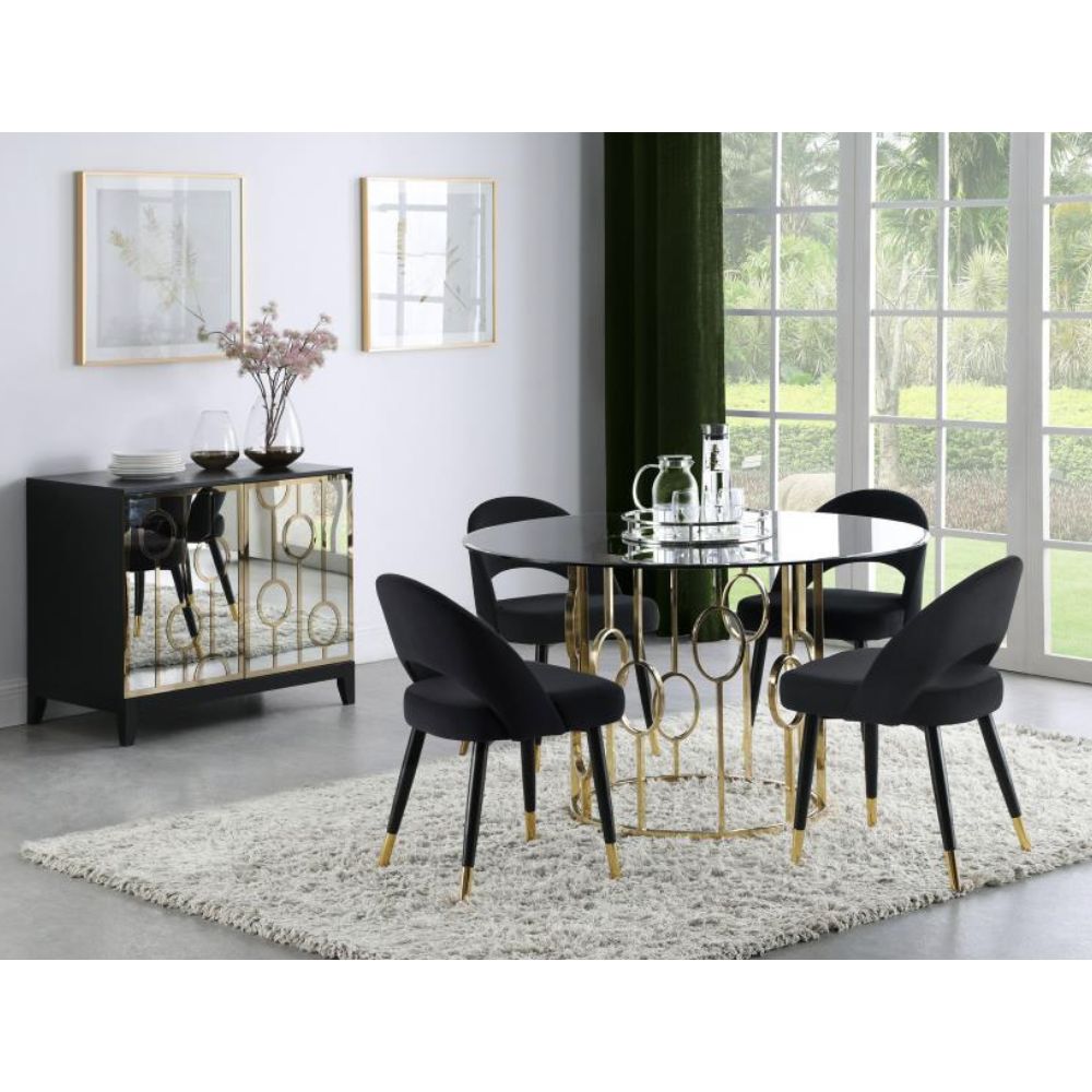 LINDSEY Upholstered Dining Side Chair Black (Set of 2)