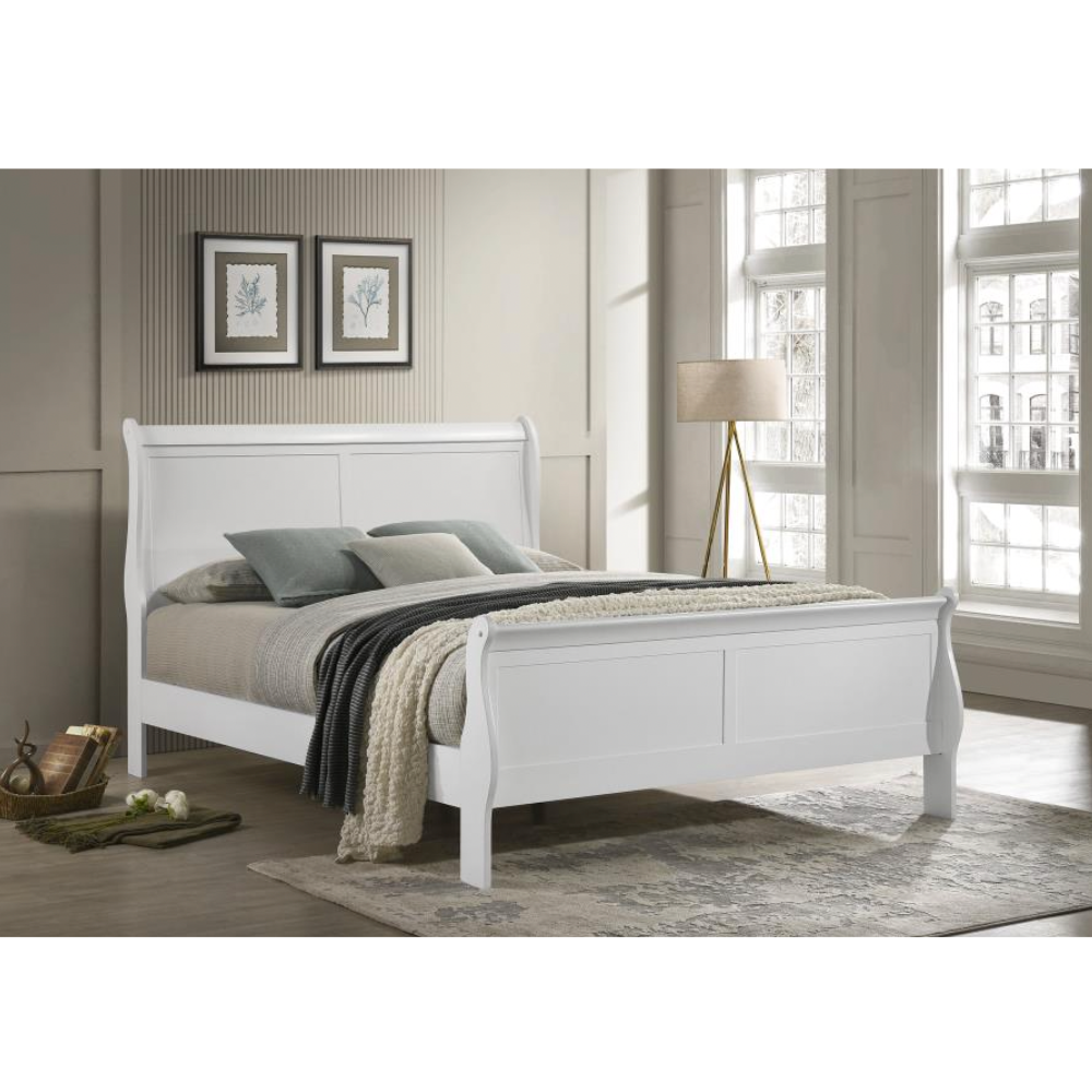 LOUIS PHILIPPE 47-inch Full Sleigh Panel Bed White