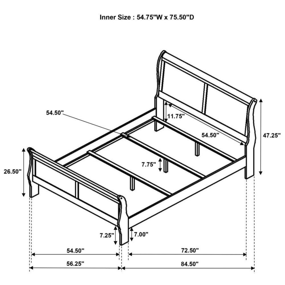 LOUIS PHILIPPE 47-inch Full Sleigh Panel Bed White