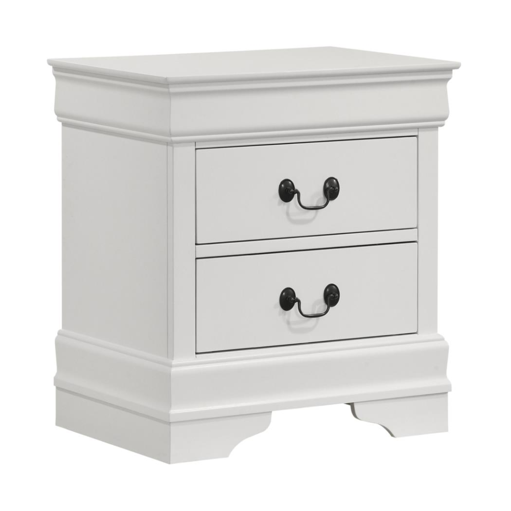 LOUIS PHILIPPE 2-drawer Nightstand Bedside Table White