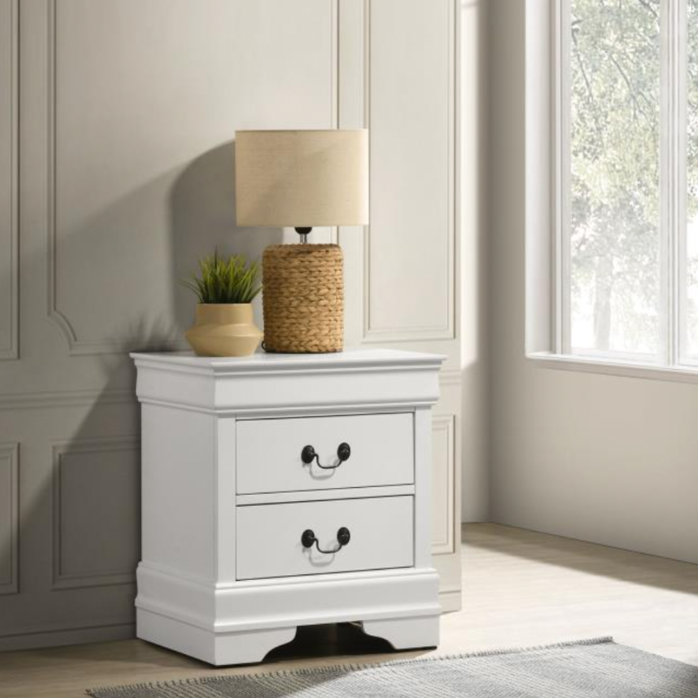 LOUIS PHILIPPE 2-drawer Nightstand Bedside Table White