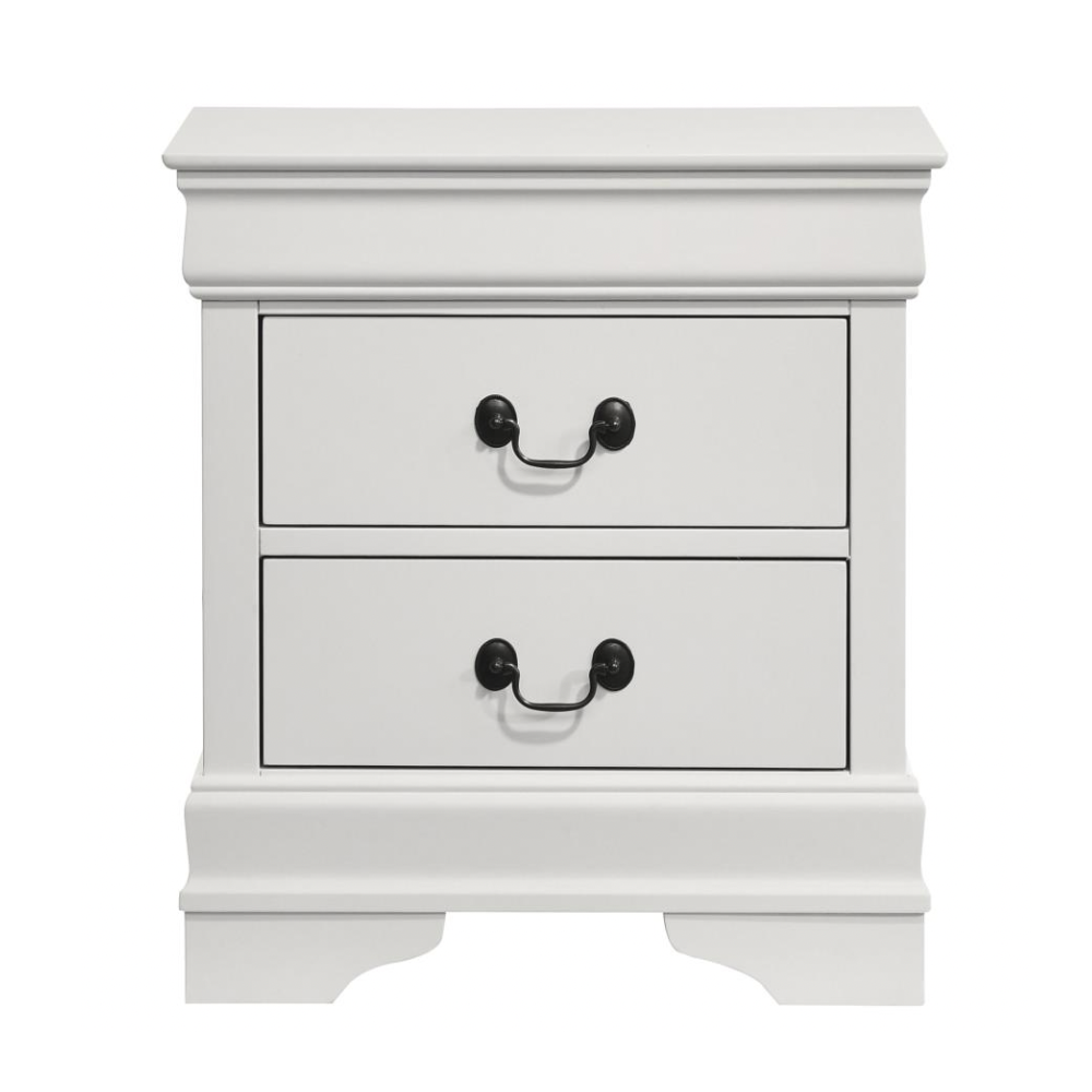 LOUIS PHILIPPE 2-drawer Nightstand Bedside Table White