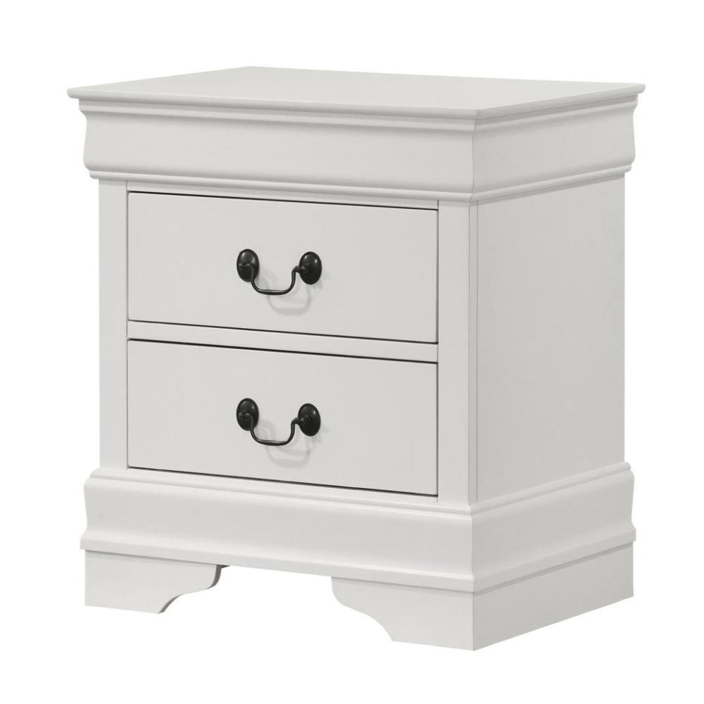 LOUIS PHILIPPE 2-drawer Nightstand Bedside Table White