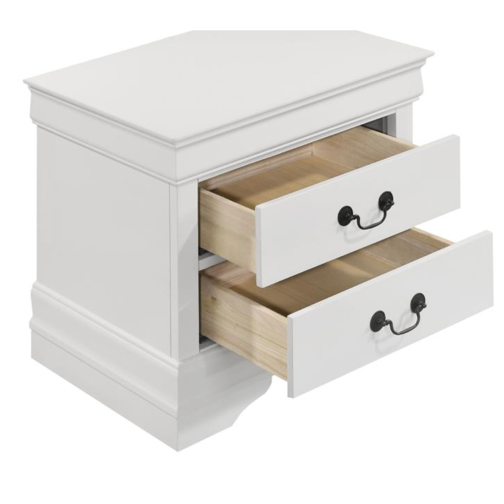 LOUIS PHILIPPE 2-drawer Nightstand Bedside Table White