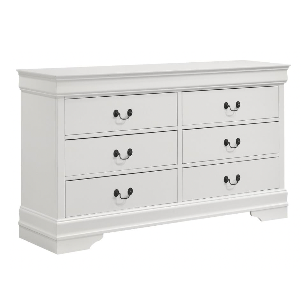 LOUIS PHILIPPE 6-drawer Dresser White