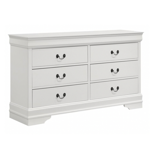 LOUIS PHILIPPE 6-drawer Dresser White