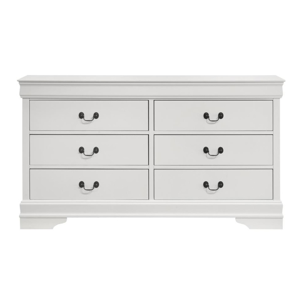 LOUIS PHILIPPE 6-drawer Dresser White