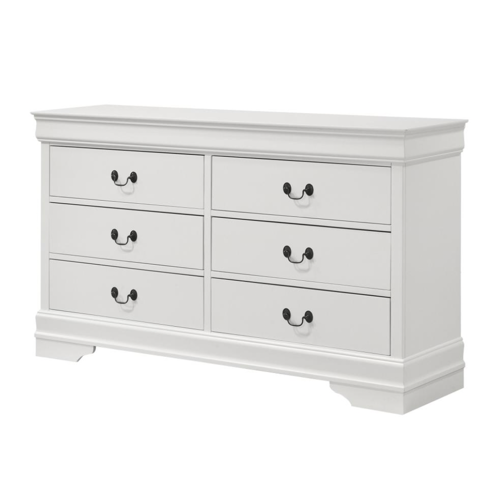 LOUIS PHILIPPE 6-drawer Dresser White