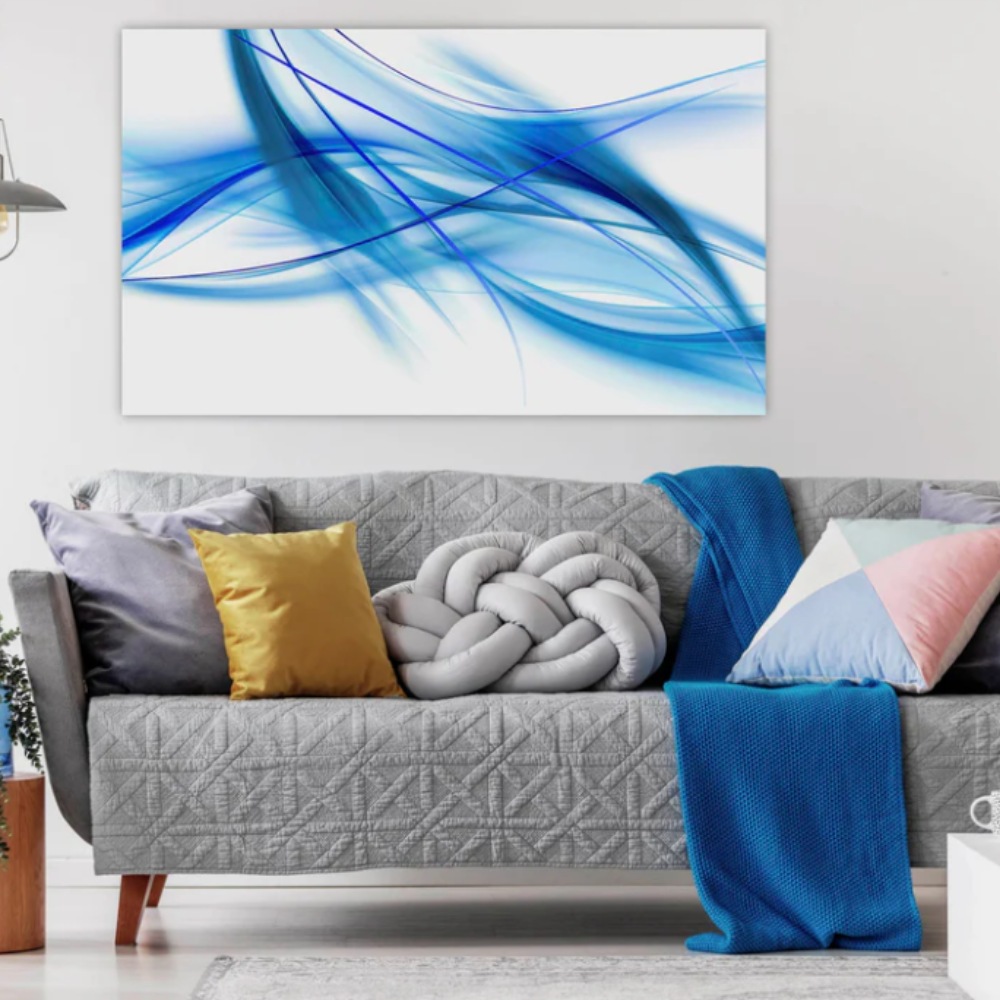 ENZO Abstract Blue Glass Wall Art