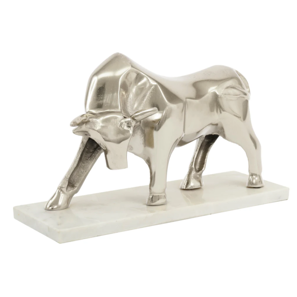 JACOB Tabletop Bull Sculpture Silver