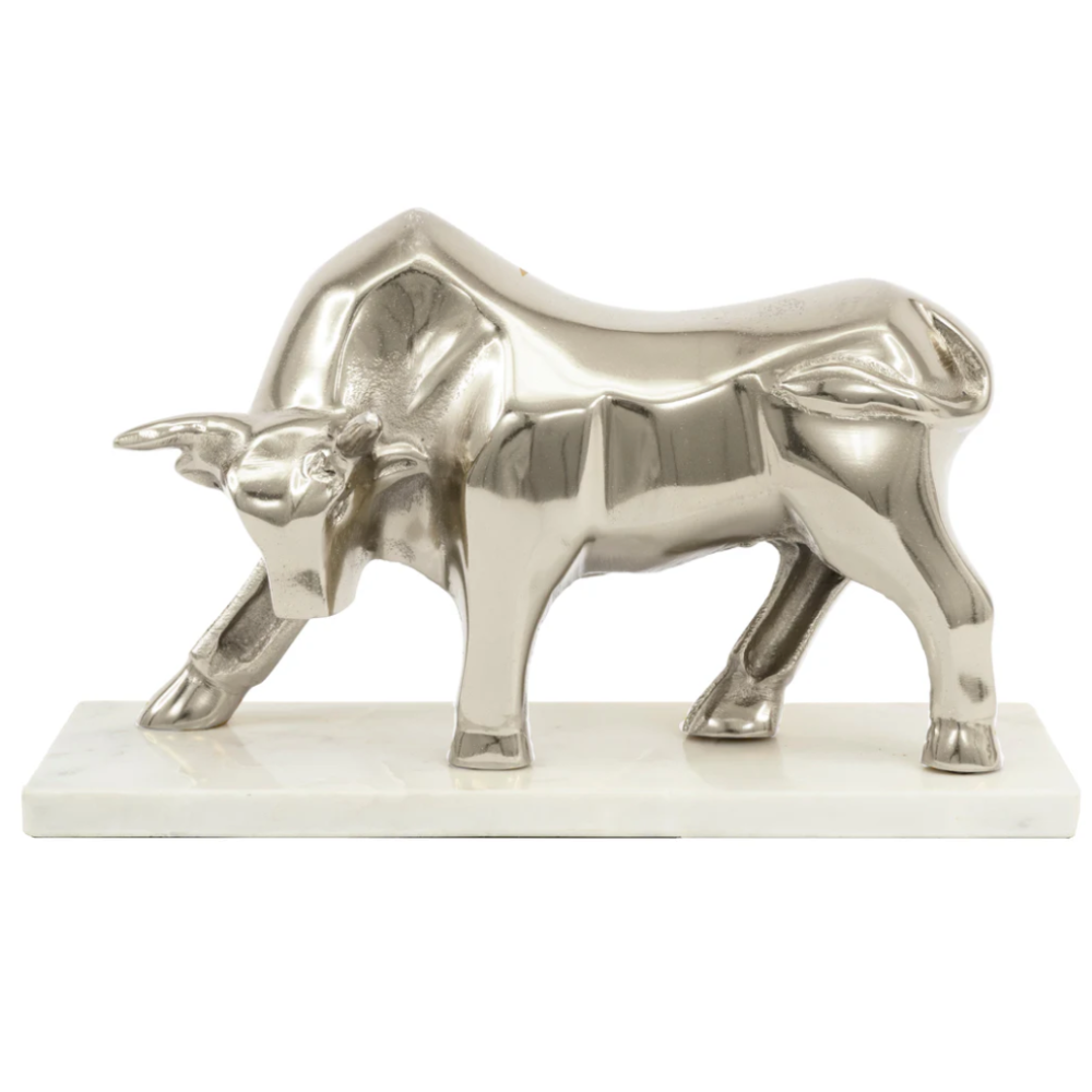 JACOB Tabletop Bull Sculpture Silver