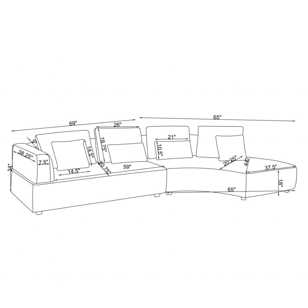 TOSCANO 134-inch Upholstered Sectional Sofa