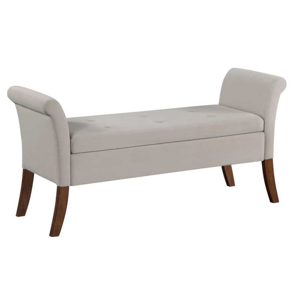 FARRAH Velvet Rolled Arm Storage Bench Beige