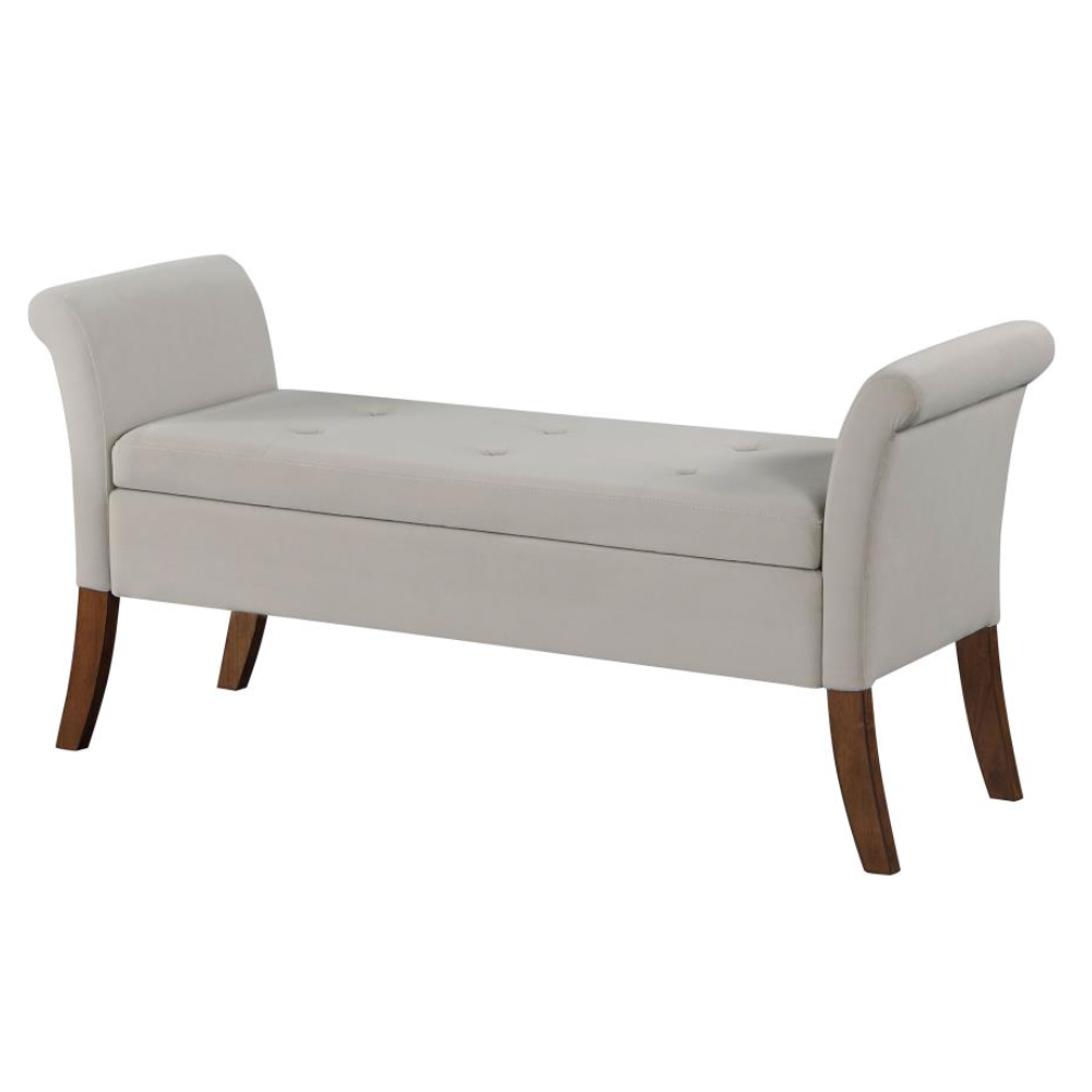 FARRAH Velvet Rolled Arm Storage Bench Beige